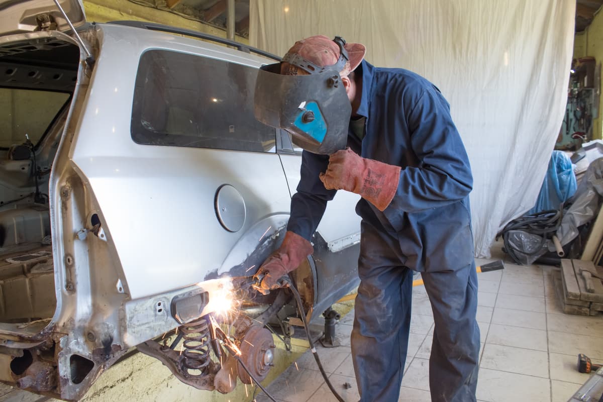 Mechanic working on a car